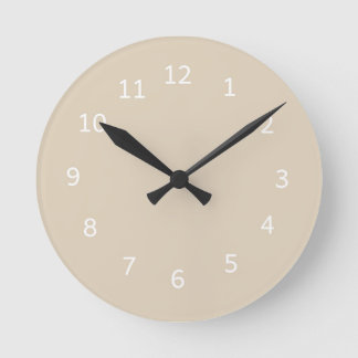 Horloge Ronde Couleur Beige Camel Design Minimaliste Neutre Chau