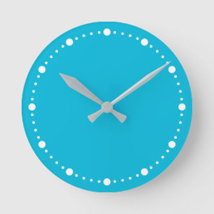 Horloge Ronde Couleur de tendance - Chiffres blancs cyan vifs Ho