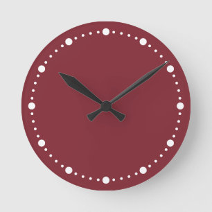 Horloge Ronde Couleur de tendance - Noir rouge blanc points Horl