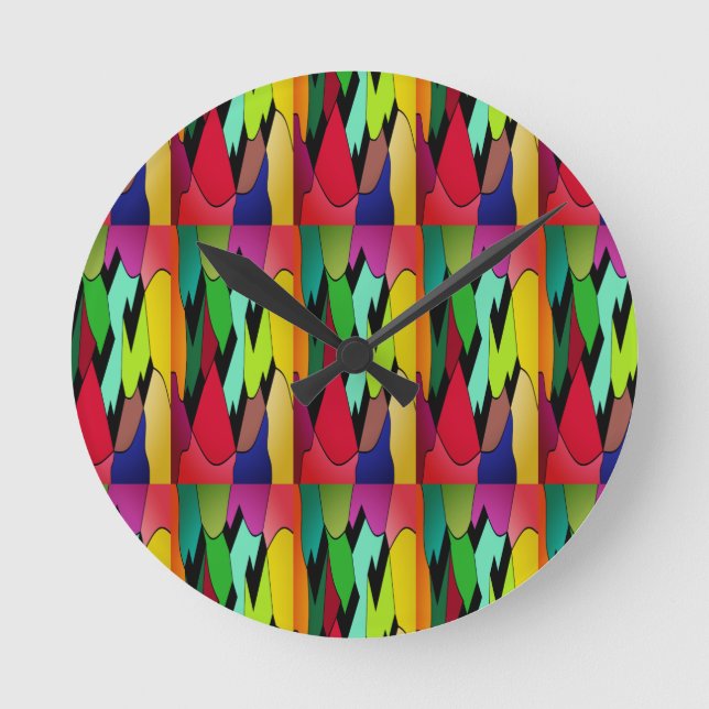 Horloge Ronde Couleur noire avec design d'art au milieu (Recto)