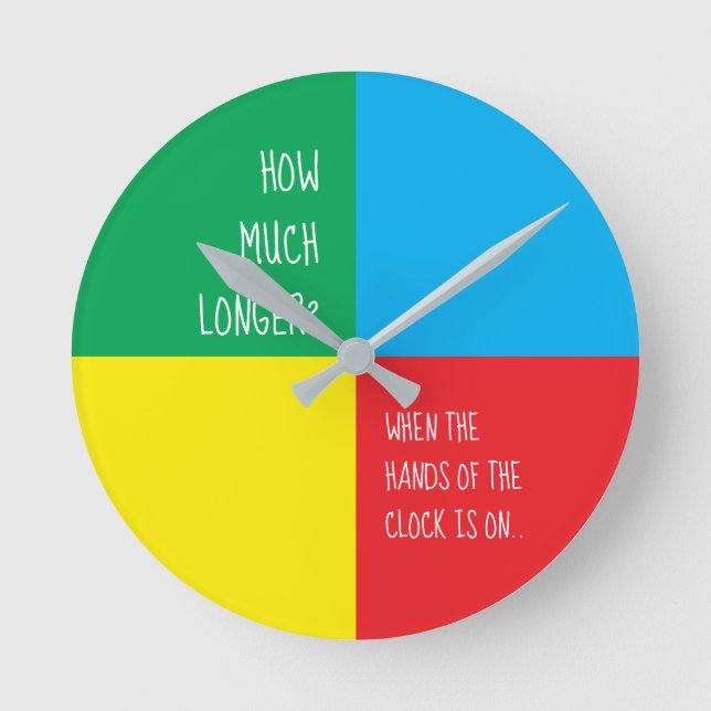 Horloge Ronde Couleur pour enfants - Vert bleu jaune rouge (Recto)