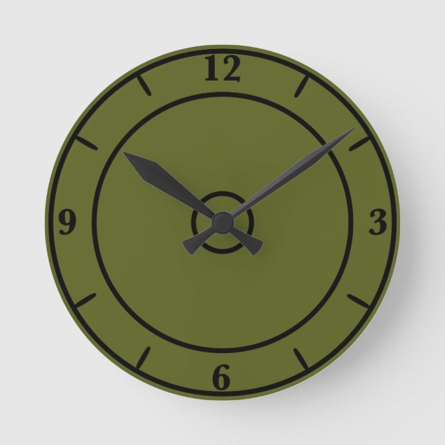 Horloge Ronde Couleur solide vert olive (Recto)