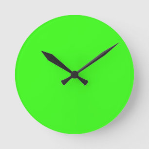 Horloge Ronde Couleur solide verte néon   Classique
