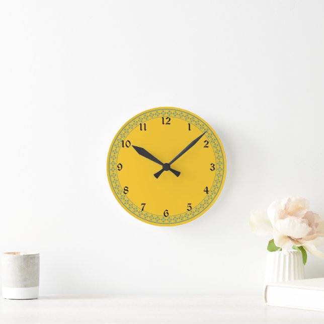 Horloge Ronde Couleur uni jaune or (Maison)
