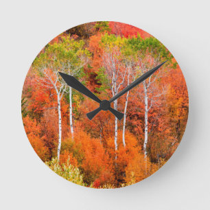 Horloge Ronde Couleurs d'automne dans les montagnes Rocheuses, W