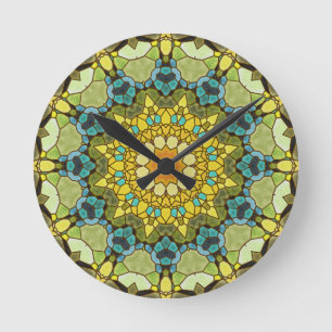 Horloge Ronde Couleurs d'horloge murale de mandala en verre