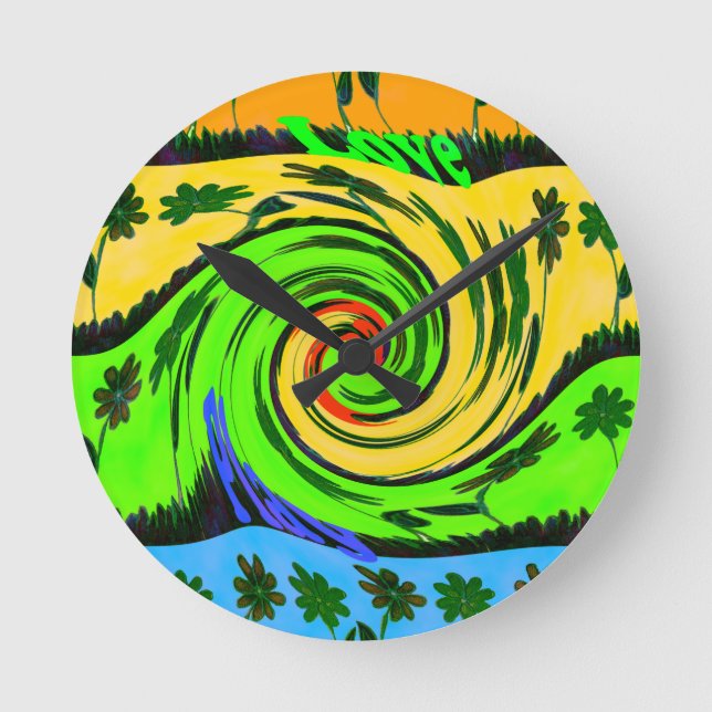 Horloge Ronde Couleurs florales ondulées en été (Recto)