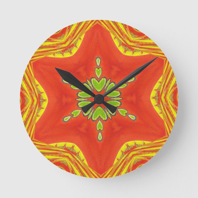 Horloge Ronde Couleurs traditionnelles africaines rouges d'or (Recto)