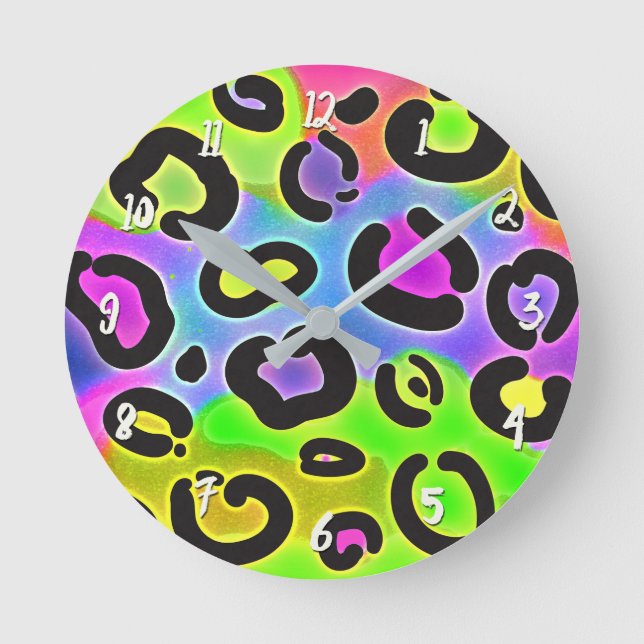 Horloge Ronde Couleurs vives Cheetah Empreinte de léopard Spots  (Recto)