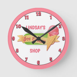Horloge Ronde Coupe Pink Ice Cream