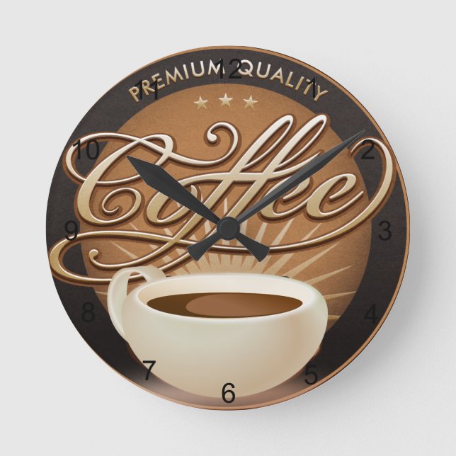 Horloge Ronde Coupe Premium Café et Café (Recto)