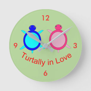 Horloge Ronde Couple de tortue mignonne
