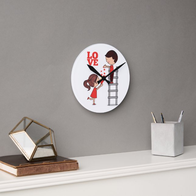 Horloge Ronde Couple Love Red Hearts Clock (Bureau)