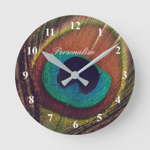 Horloge Ronde Coutume élégante de luxe de photo d'oeil de plum