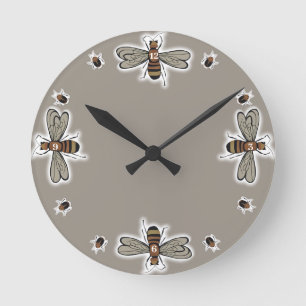 Horloge Ronde couverture de duvet insectes