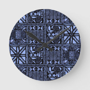 Horloge Ronde Couvre-lit Indigo Batik - Bleu
