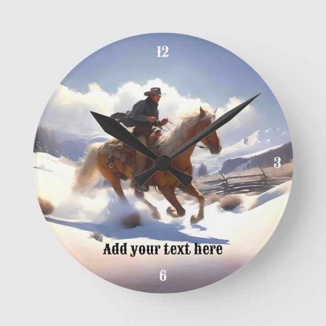 Horloge Ronde Cowboy à cheval sur un Palomino (Recto)