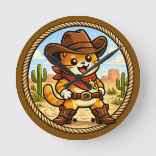 Horloge Ronde Cowboy Cliff - Moustaches à travers le temps