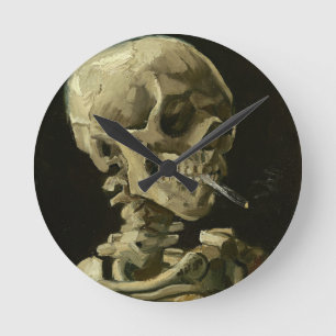 Horloge Ronde Crâne avec cigarette par Van Gogh