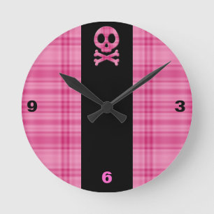 Horloge Ronde Crâne de plaid de fraise