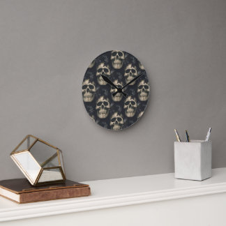 Horloge Ronde Crâne foncé