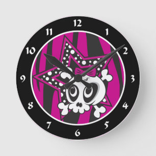 Horloge Ronde Crâne Girlie Emo