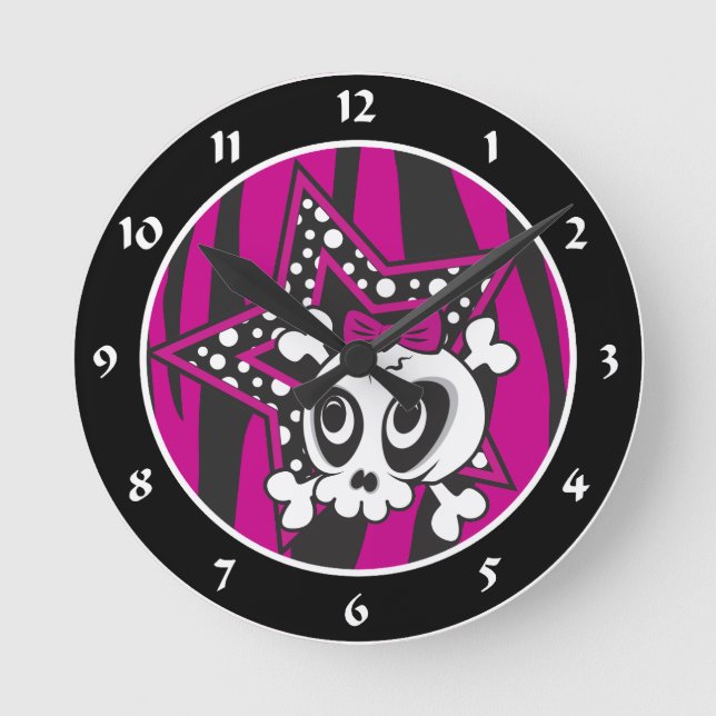 Horloge Ronde Crâne Girlie Emo (Recto)