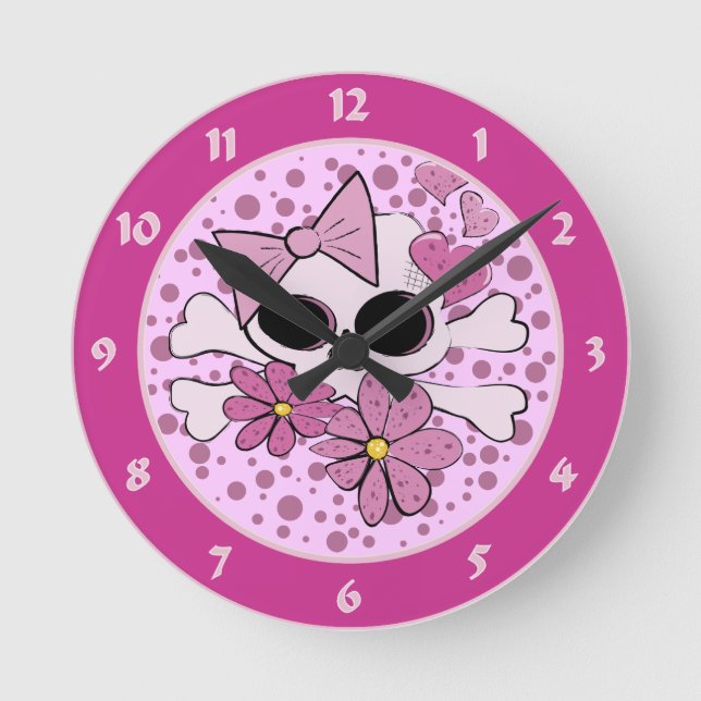 Horloge Ronde Crâne Girlie Punk (Recto)