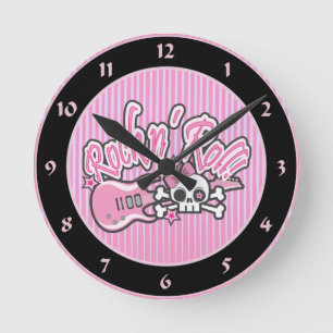 Horloge Ronde Crâne Girly Rock n' Roll