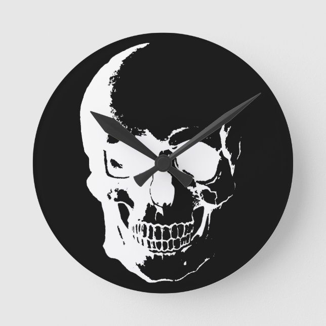 Horloge Ronde Crâne noir et blanc (Recto)