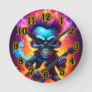 Horloge Ronde Crâne Punk Rock