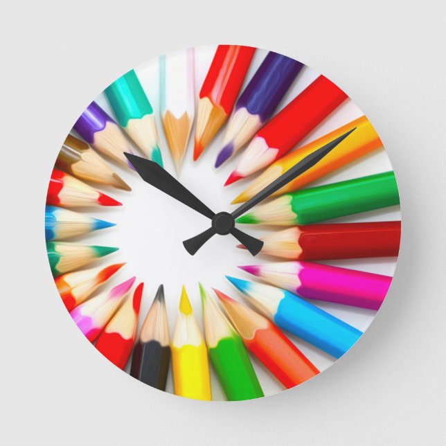 Horloge Ronde Crayons de couleur (Recto)