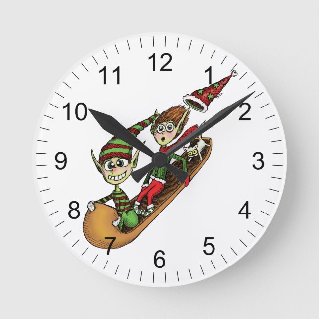 Horloge Ronde Crazy Elf Sled Ride (Recto)