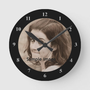 Horloge Ronde Create Your Own Black Personnalized Photo
