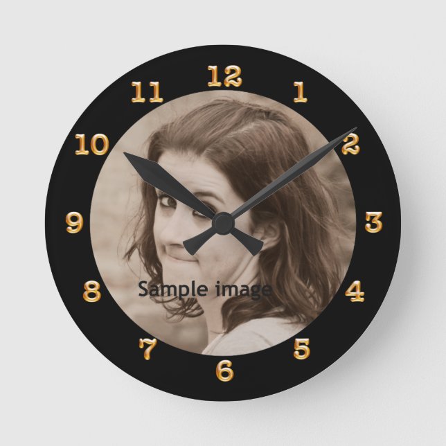 Horloge Ronde Create Your Own Black | Personnalized Photo (Recto)