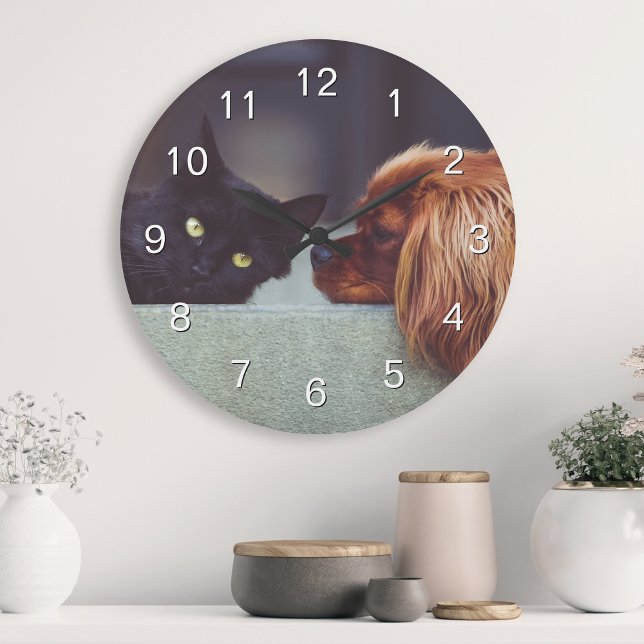 Horloge Ronde Créez votre animal de compagnie personnalisé Photo (Créateur téléchargé)