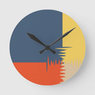 Horloge Ronde Crème bleu rouge jaune