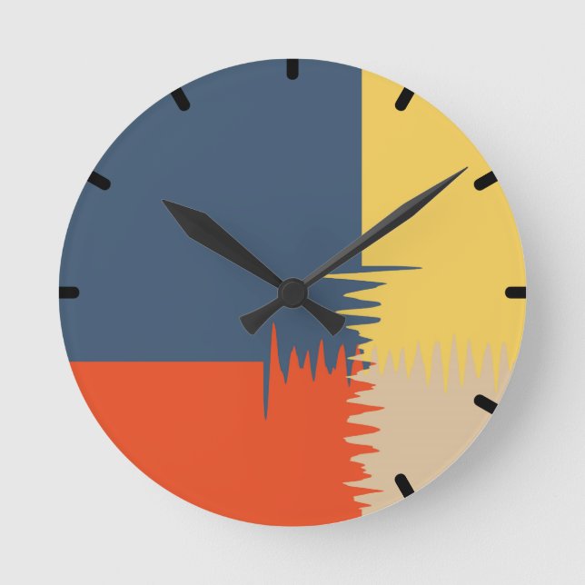Horloge Ronde Crème bleu rouge jaune (Recto)