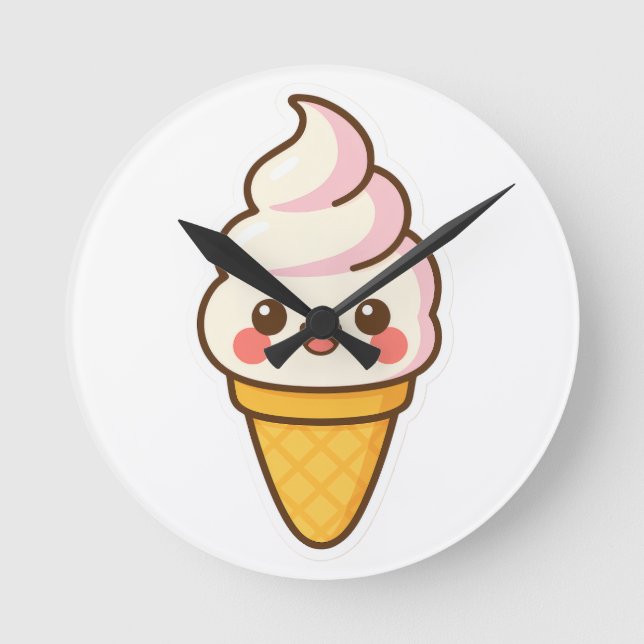 Horloge Ronde Crème glacée Kawaii douce (Recto)