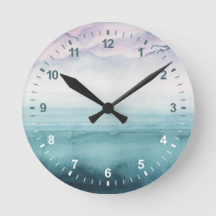Horloge Ronde Crépuscule sur la baie - aquarelle