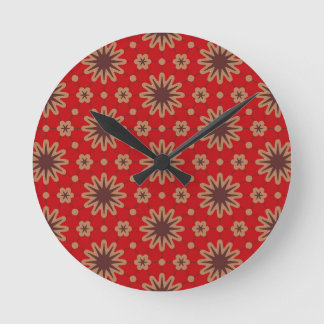 Horloge Ronde Crimson Starburst Bloom