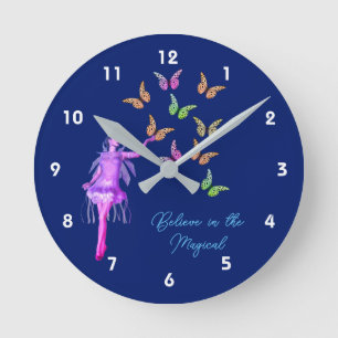 Horloge Ronde Croire les papillons Fairy Inspirational