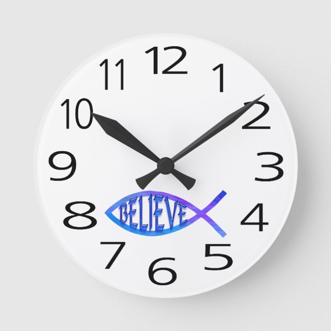 Horloge Ronde Croire poisson - bleu (Recto)