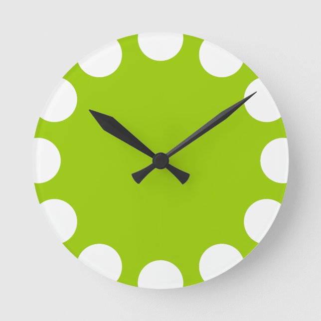 Horloge Ronde Croissant couleur - Blanc avec vert martien (Recto)
