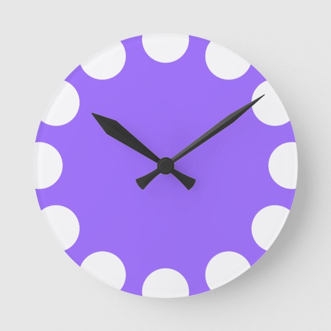 Horloge Ronde Croissant couleur - Blanc avec violet (Recto)
