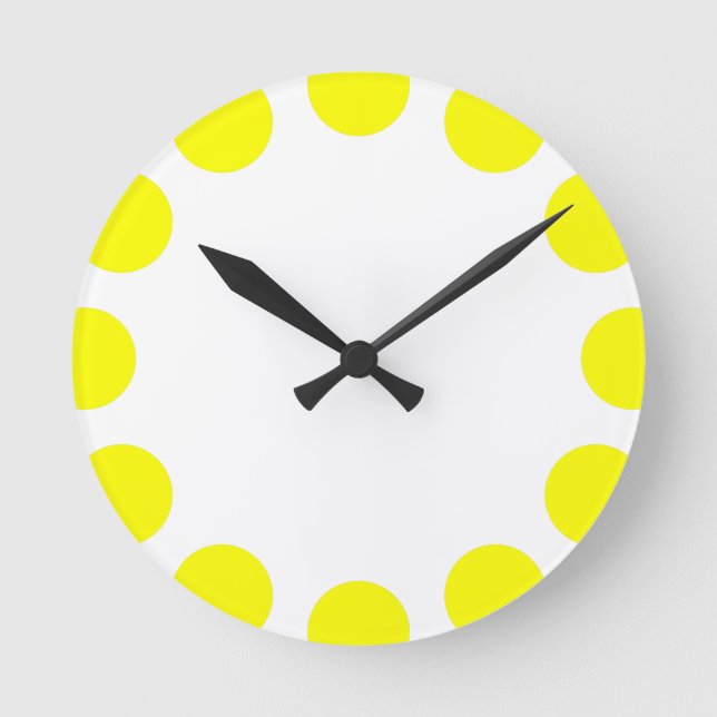 Horloge Ronde Croissant couleur - Jaune et blanc (Recto)