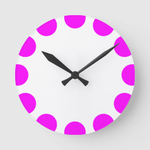 Horloge Ronde Croissant couleur - Magenta et blanc