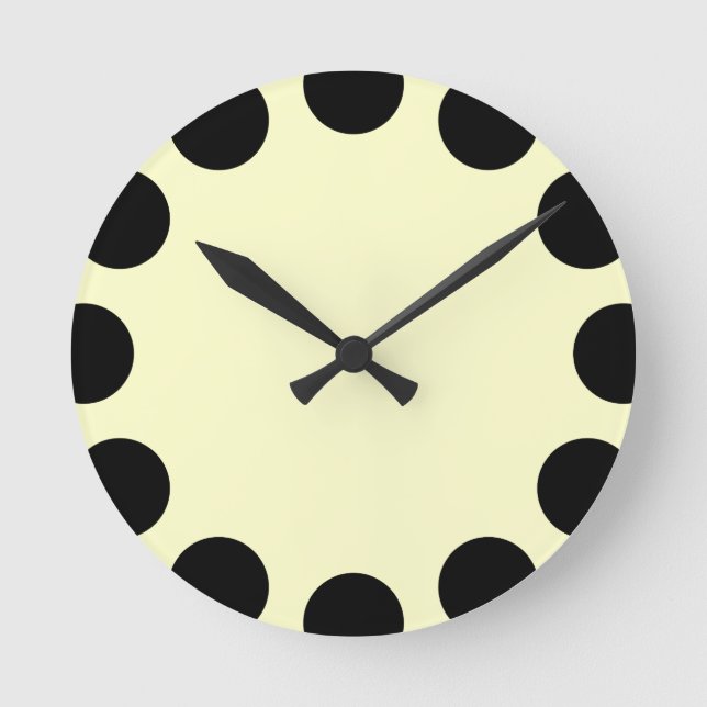 Horloge Ronde Croissant couleur - Noir et Crème (Recto)