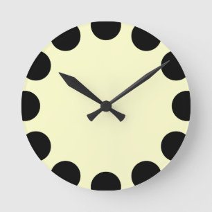 Horloge Ronde Croissant couleur - Noir et Crème