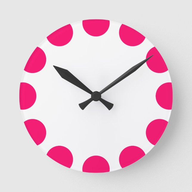 Horloge Ronde Croissant couleur - Rouge néon avec blanc (Recto)